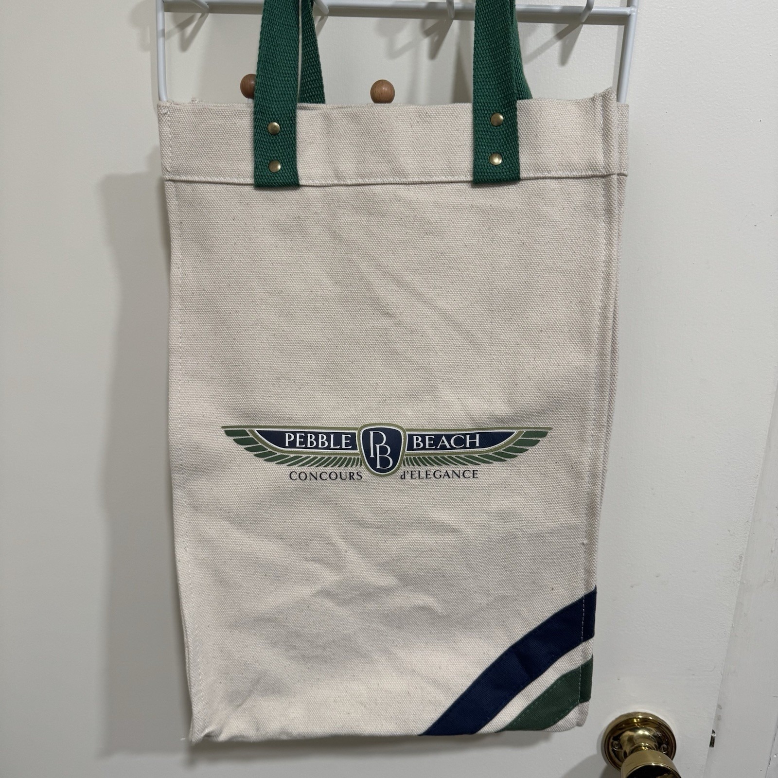 Pebble Beach Concours Delegance Khaki Green Canvas Tote Bag Euc